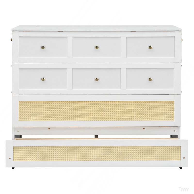 Lit escamotable double avec grands tiroirs, blanc, Blanc