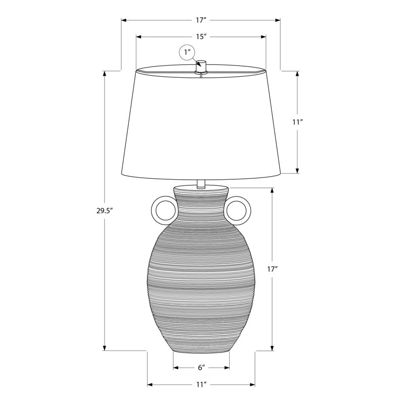 Lighting, h 30 po, lampe de table, céramique, abat-jour ivoire / crème, transitionnel, Blanc