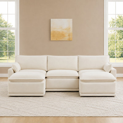 112.6'' W U Shaped 6-Piece Modular Cloud Sectional Sofa with Ottoman