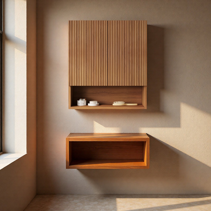 Armoire de salle de bain murale rayée de 26 po avec portes, tablette et compartiment de rangement ouvert au-dessus de la toilette pour la salle de bain, la cuisine et la salle de lavage