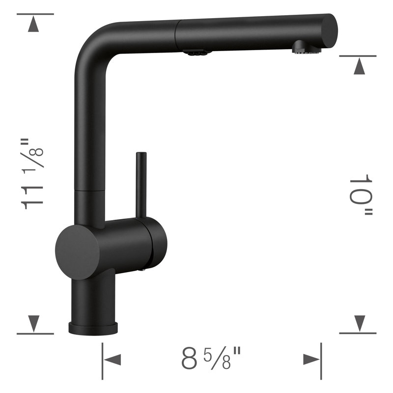 Robinet de cuisine à double jet Linus, Noir charbon
