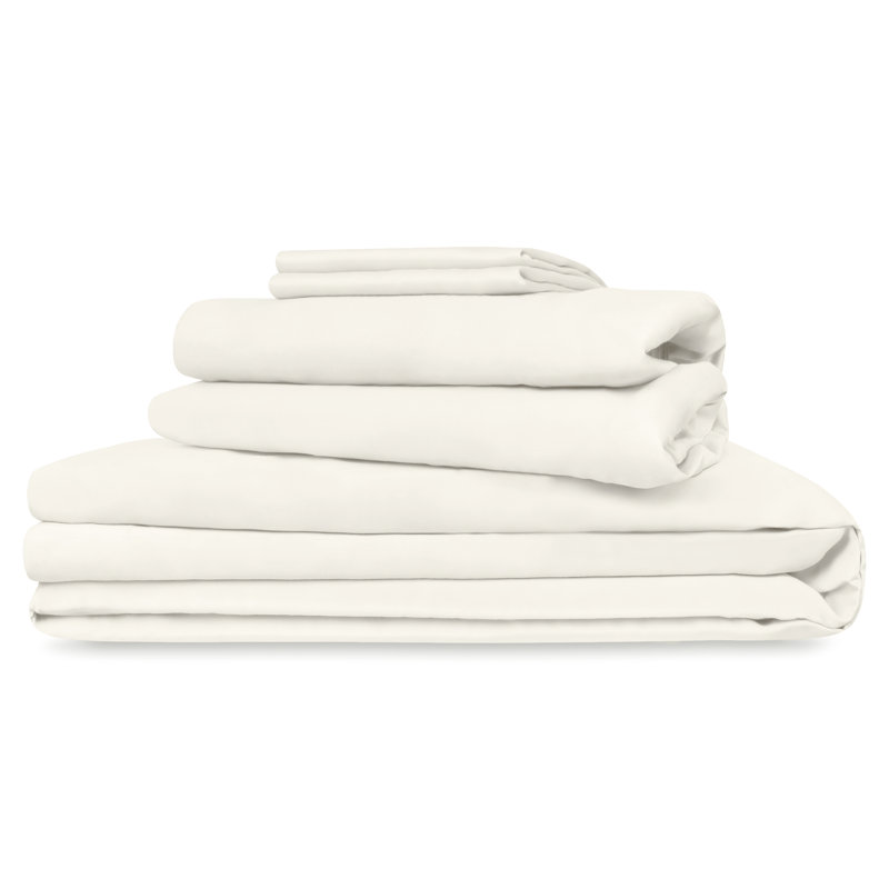 Ensemble de literie en satin de coton 100% biologique Delara GOTS, Ivoire ivoire