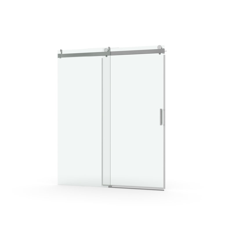 56" - 60" W X 76" H Frameless Soft-Closing Single Sliding Shower Door, 1/4" (6Mm) Tempered Glass With Explosion-Proof Coating Via Express Delivery