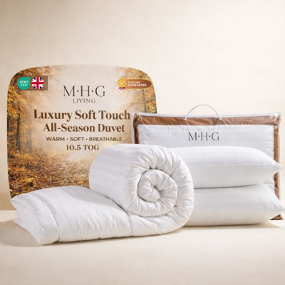 10.5 Tog Duvet & Duvet Pillow Set | Ultra Soft Striped Microfibre, Hypoallergenic Hollowfibre Filling
