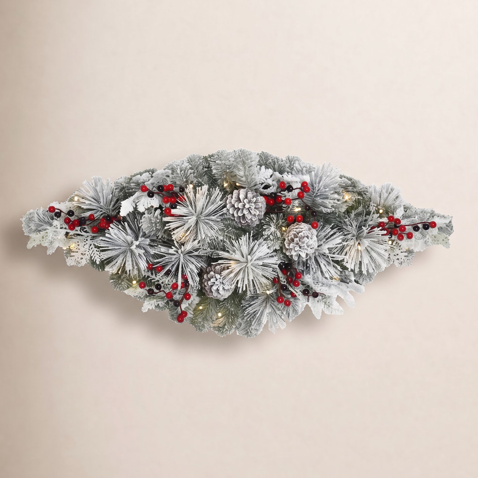 36" Pre-Lit Flocked Artificial Pine Mailbox Cover