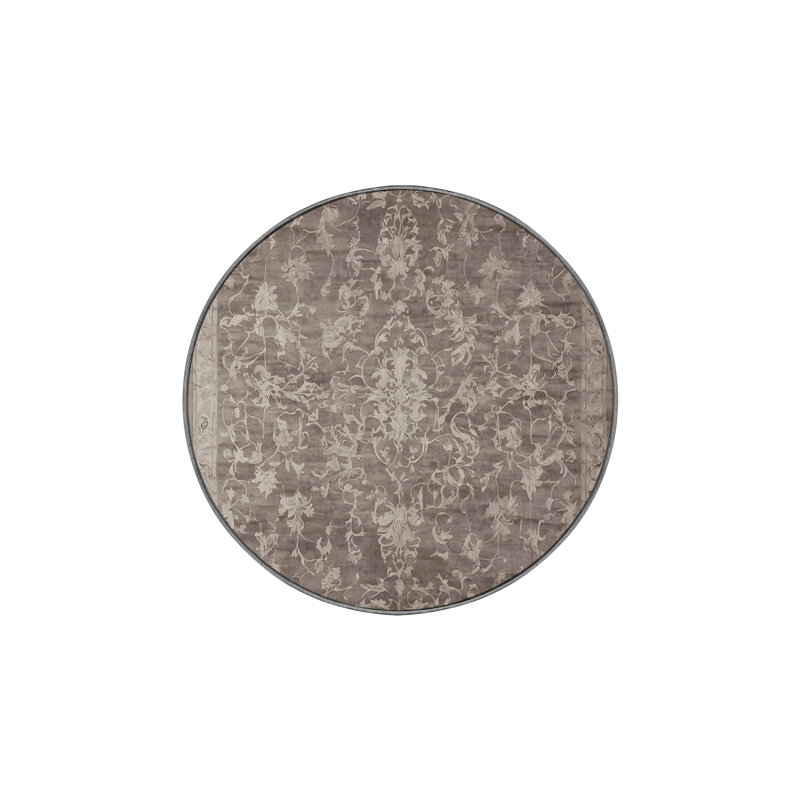 Tapis gris soyeux et moelleux, Rond 5 pi