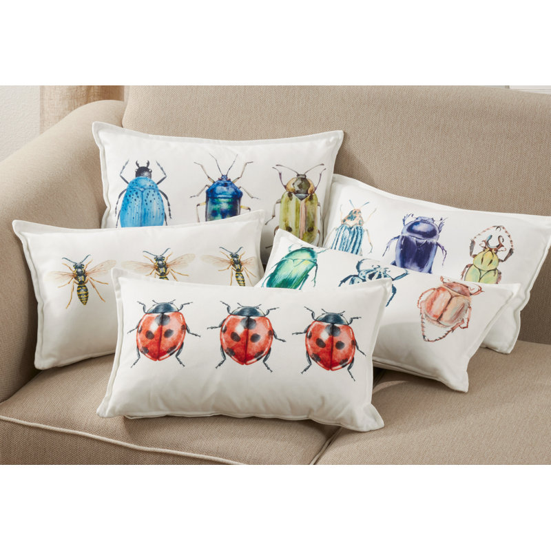 Whimsical Bugs Design Rectangular Throw Pillow