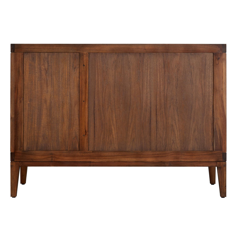 48" Teak Wood Single Bathroom Vanity with Black Handles
