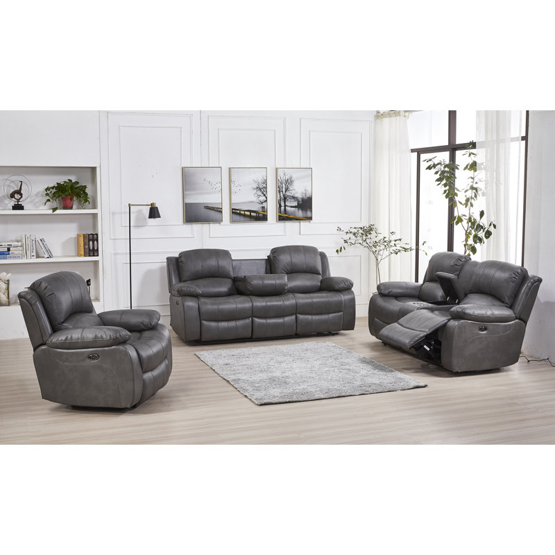 Ensemble de salon inclinable 3 pièces Palfrey, Gris