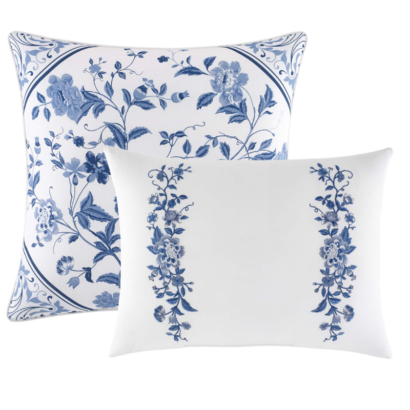 King Blue Cotton Reversible Floral Comforter Set