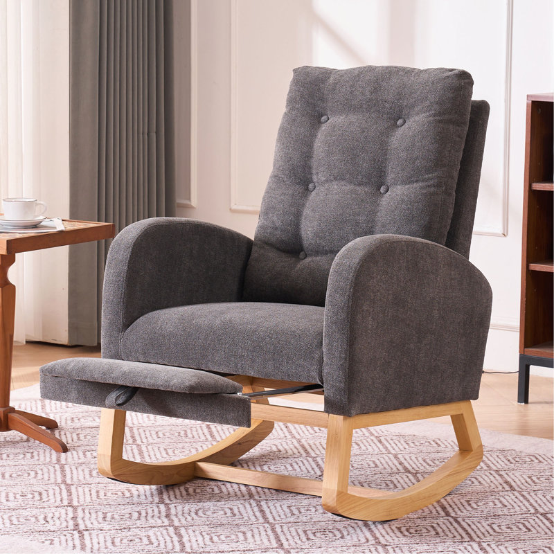 Chaise berçante d'appoint avec repose-pieds, Gris