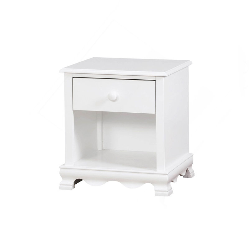 Table de chevet en bois avec tablette inférieure, blanc