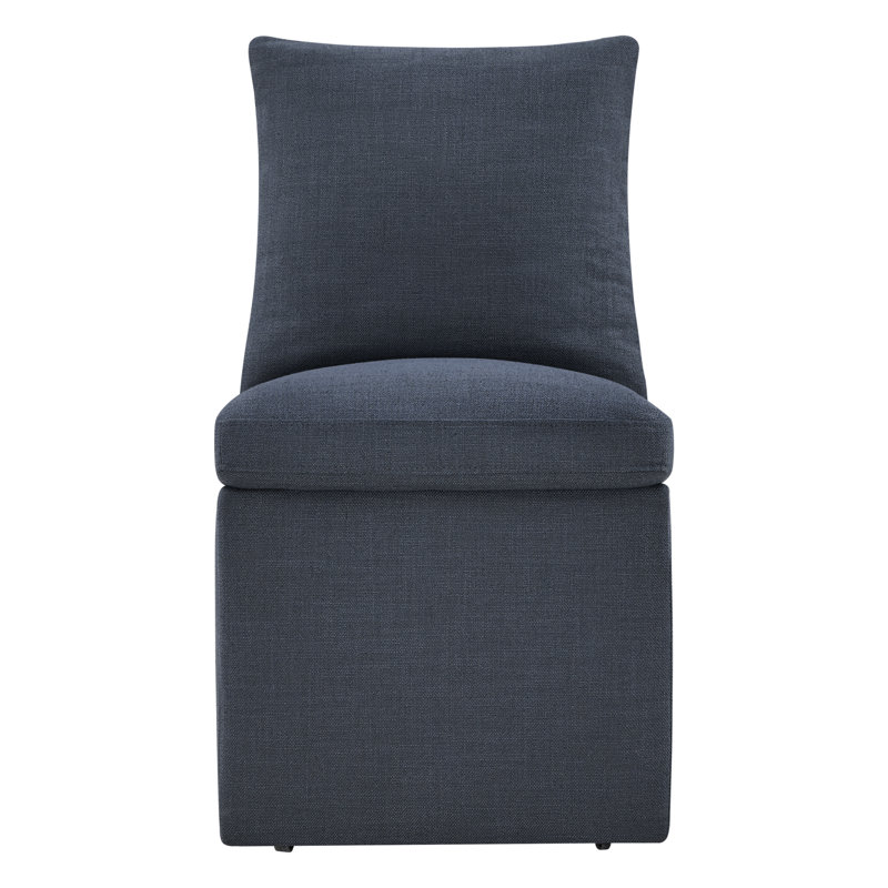 Chaise d'appoint rembourrée avec rangement caché et roulettes Helmetta, Effie Indigo