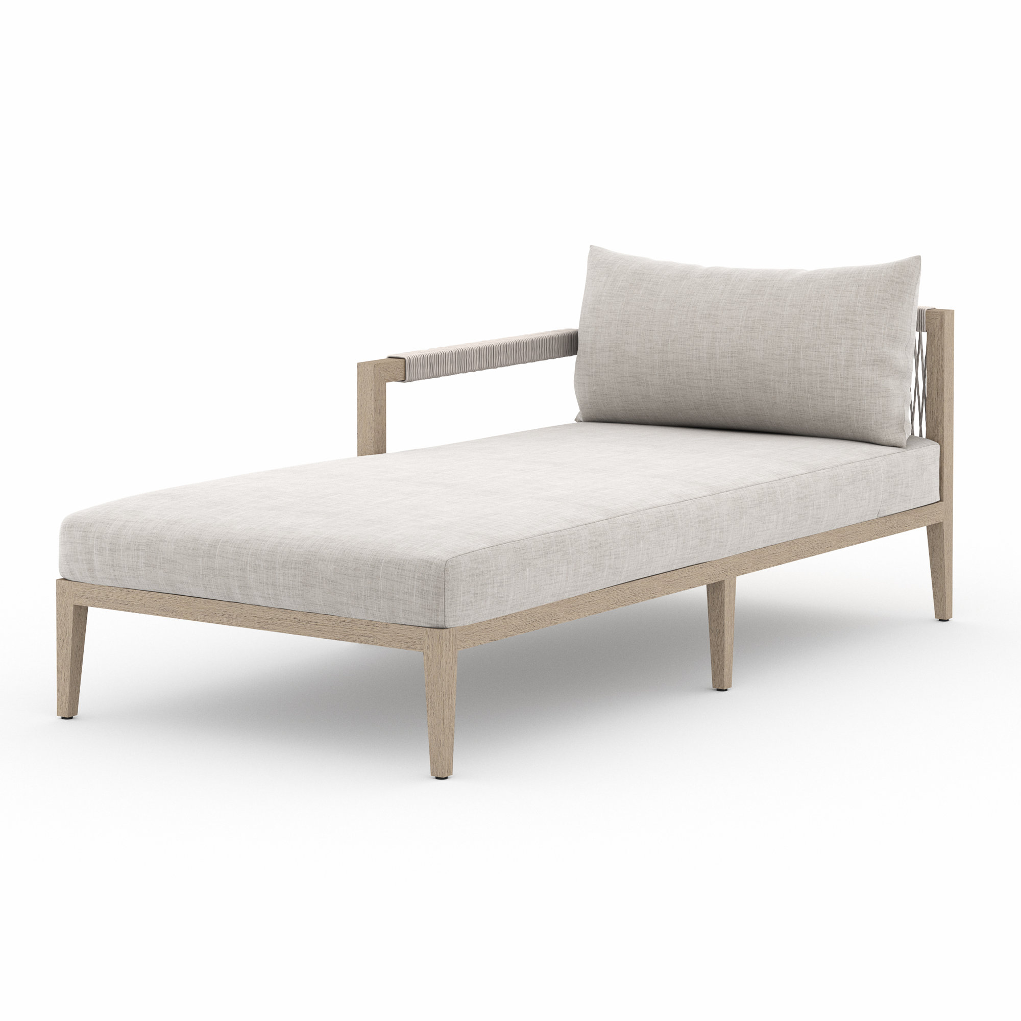 Kristine 33'' Outdoor Teak Chaise Lounge, Weathered Gray/Dark Gray, Polyester Blend Satin