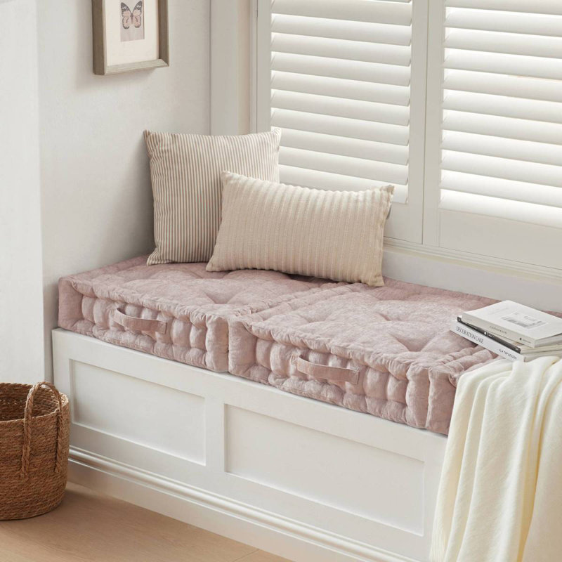 Coussin de sol carré en poly chenille - 24 x 24 po, Rosé