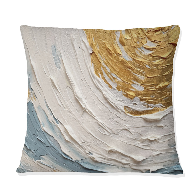 Coussin décoratif doré et bleu Vibrant Spirals II - Abstract Spirals