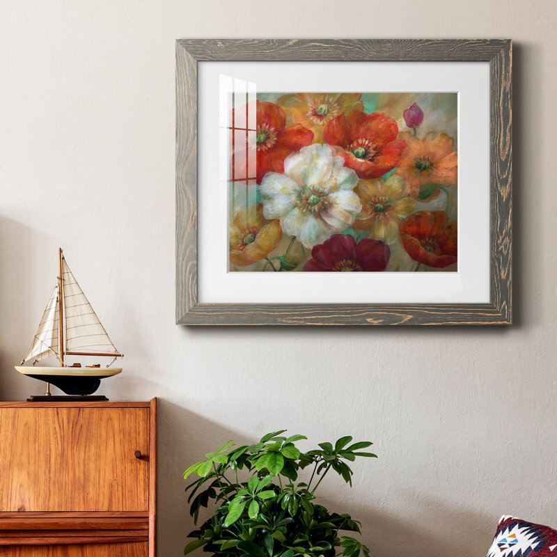 Poppycentric - Peinture encadrée, H 31 po x l 44 po x P 1 po, Cadre gris