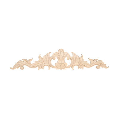 3-7/8 in x 18-1/4 in x 1/2 in Unfinished Wood Onlay Acanthus Wood Applique