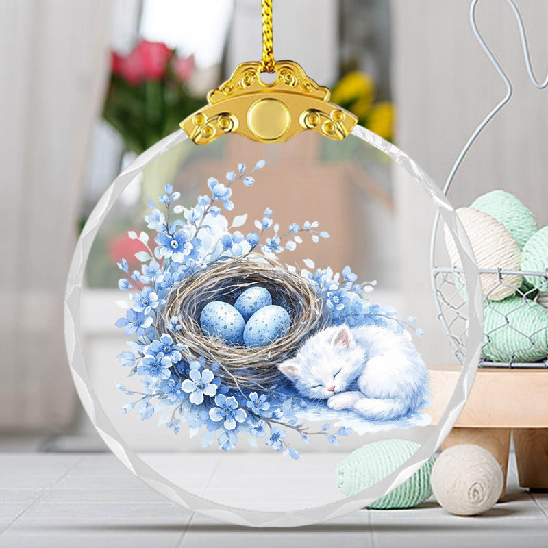 Décoration de fête dorée en forme de pendentif en or 2 pièces en verre, G