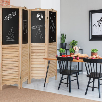 Paravent pliable 4 panneaux avec tableau noir