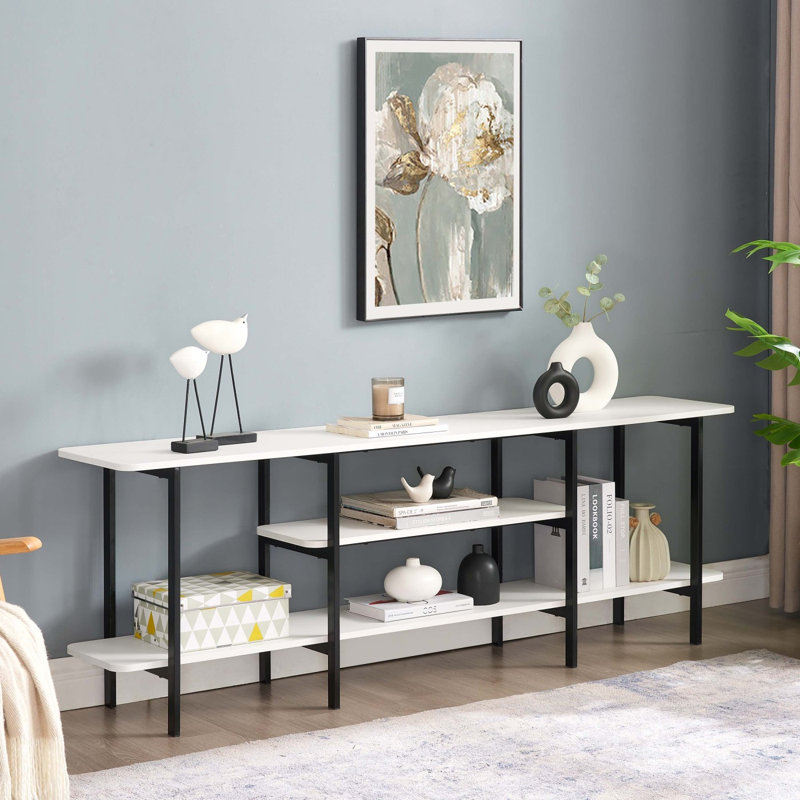 Console de 71 po en blanc Celine (3 tablettes), Blanc