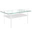 Table basse 38,6 po moderne en verre trempé noir avec tablette en bois et pieds en métal