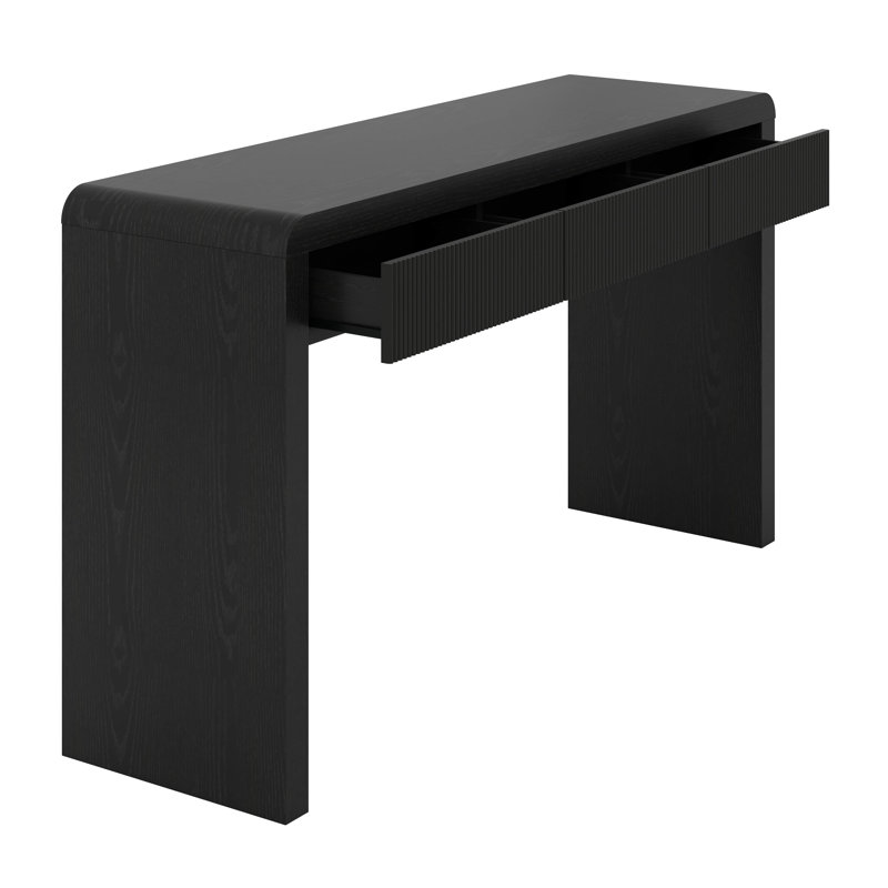 Rustic Console Table With Fluted Drawer Front, Entryway Table, Black