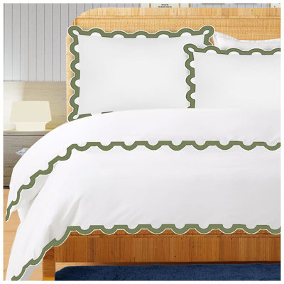 400TC U Shape Applique Embroidery Cotton Duvet Cover Set