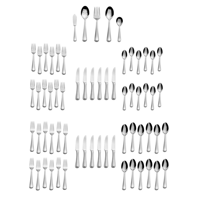 Virtuoso Frost 65-Piece 18/10 Stainless Steel Flatware Set, Service for 12
