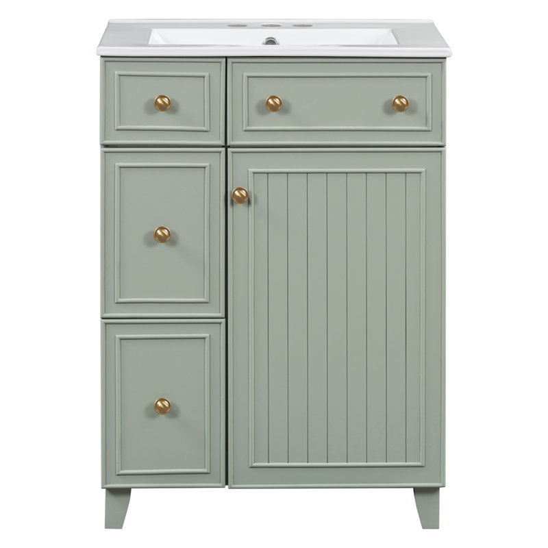 Meuble-lavabo autoportant 24 po 24 po, Vert, Argent argent