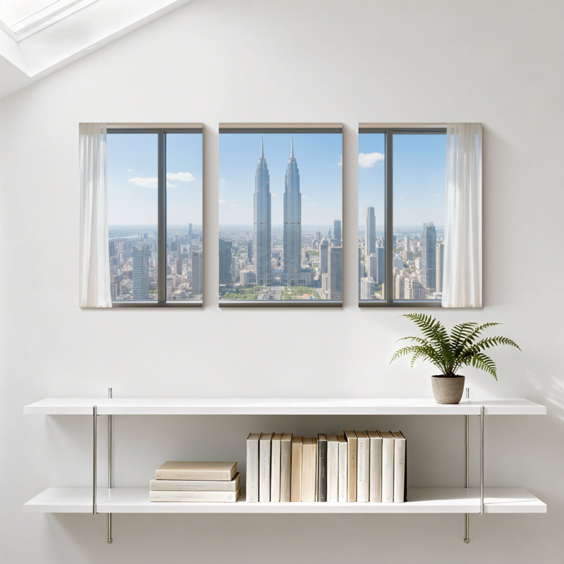 Ensemble de 3 impressions sur toile, paysages urbains et paysages urbains, H 24 po x l 48 po