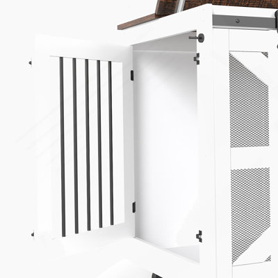Armoire de rangement, cage mobile pour chien avec porte rabattable, armoire décorative avec système à 5 roulettes