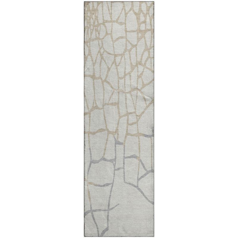 Premium Machine Washable Cossette AMF1049 Squares Rug, Tapis de couloir 2 pi 3 po x 7 pi 6 po