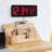 Red Digital LED Wall Clock with Indoor Temperature-649027331