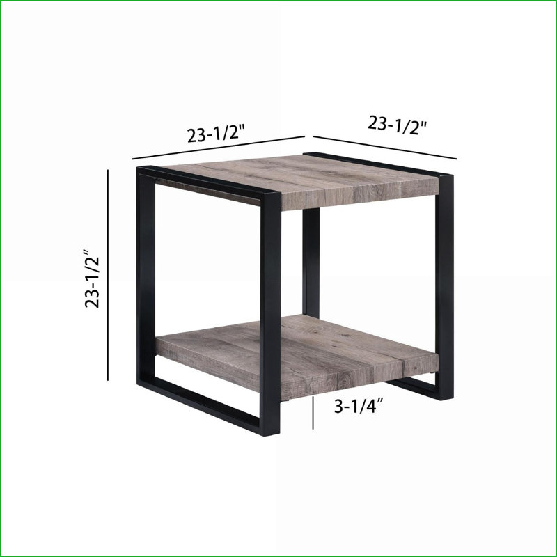 Ensemble de 3 tables basses brun rustique et noir - Rangement industriel moderne pour le salon