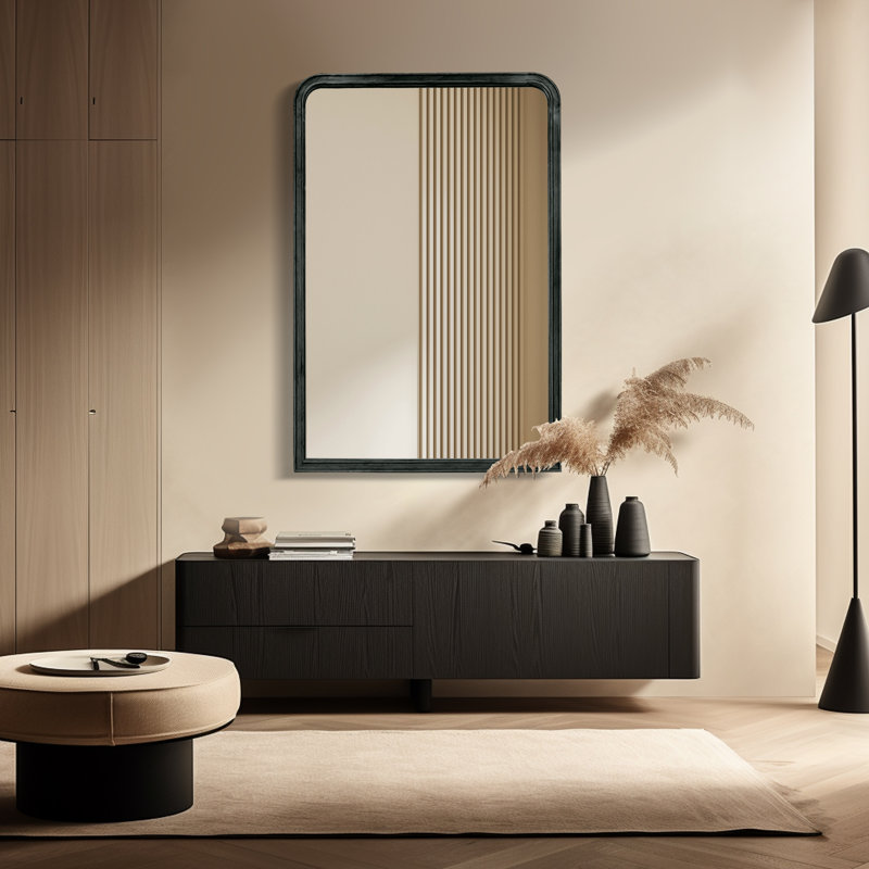 Ancell Solid Wood Mirror, 40" x 30", Black