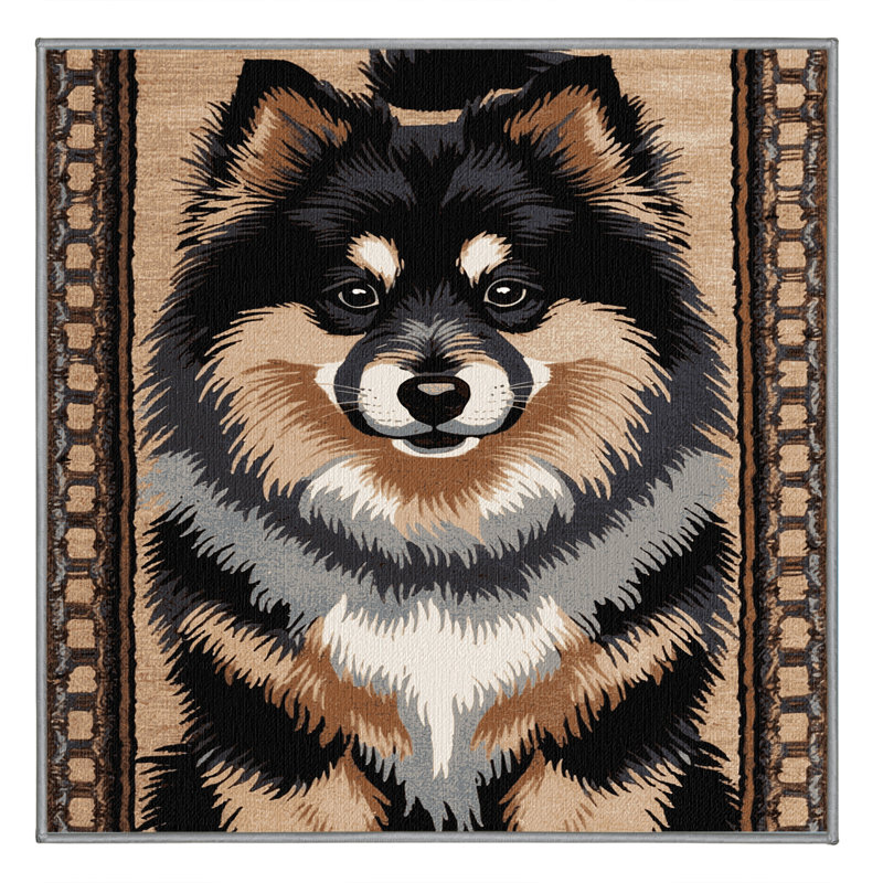 Washable Keeshond Dogs Area Rug, Square 8'