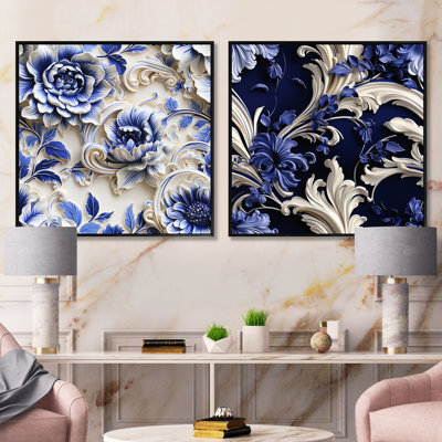 Danita - Ensemble de 2 collages carrés floraux
