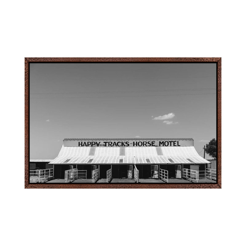 Horse Motel 1 Piece Wall Art on Canvas, 45.72cm H x 66.04cm W x 3.81cm D, Classic Brown Wood Framed