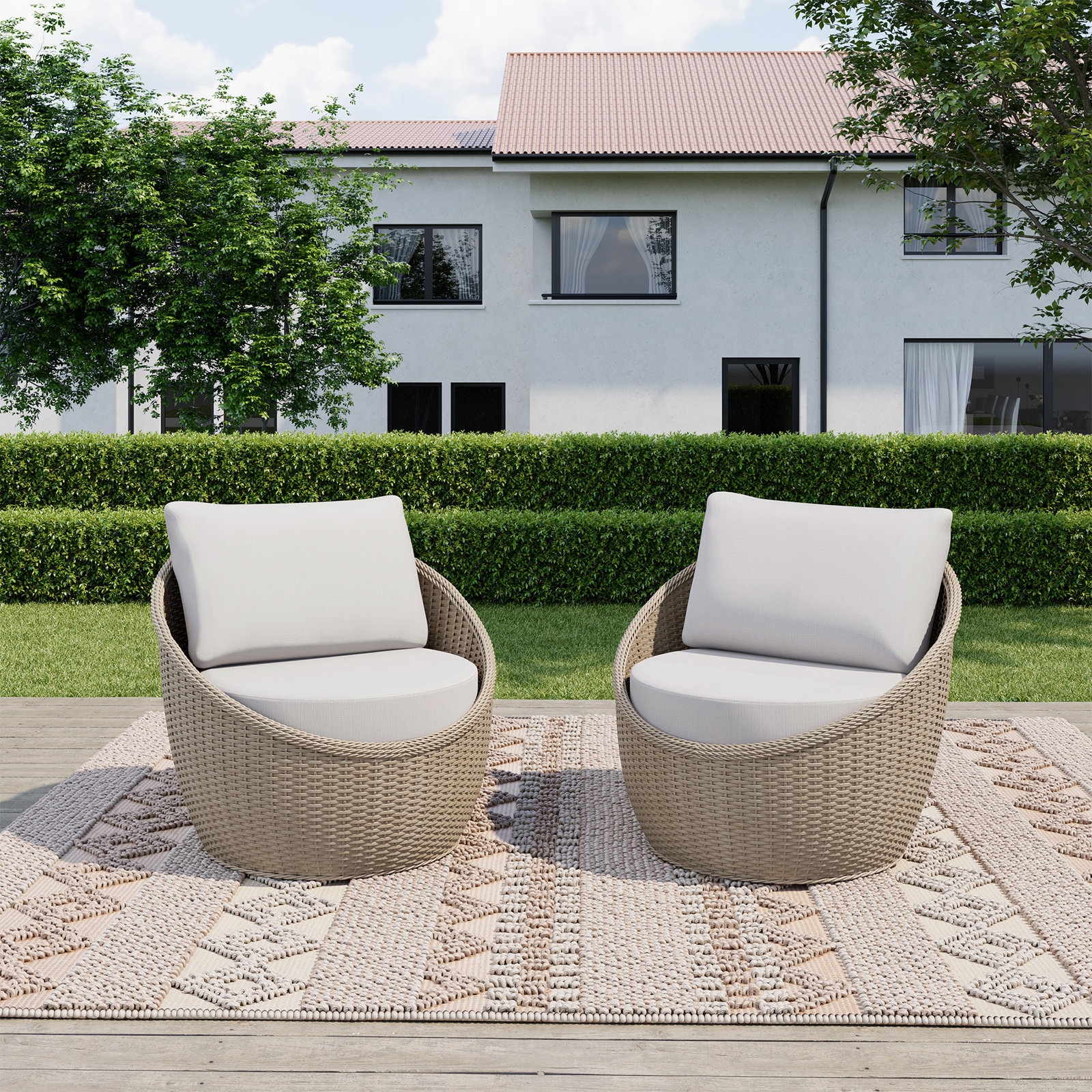 Leyton Patio Lounge Chair, Beige