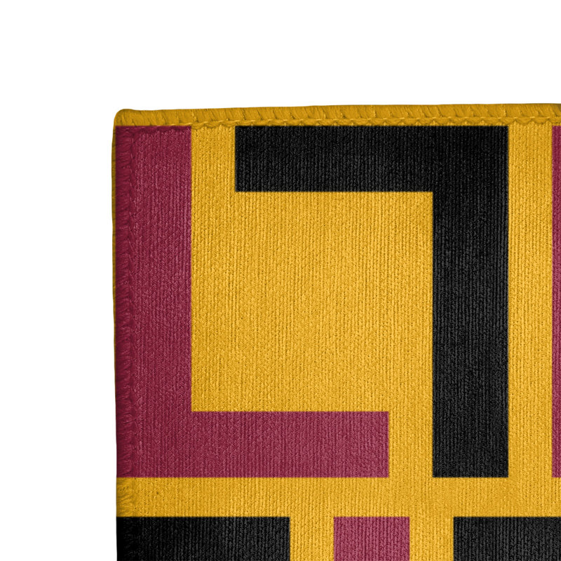 Tapis géométrique noir / jaune / bourgogne, Rectangle 8 pi x 10 pi