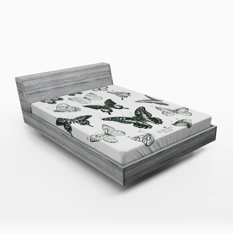 Butterfly Microfiber Fitted Sheet, Full/Double Fitted Sheet