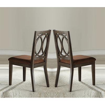 Classic Transitional Style Dining Chairs 2Pc Set Espresso Finish Wood Frame Brown Seat Upholstery Dining Furniture