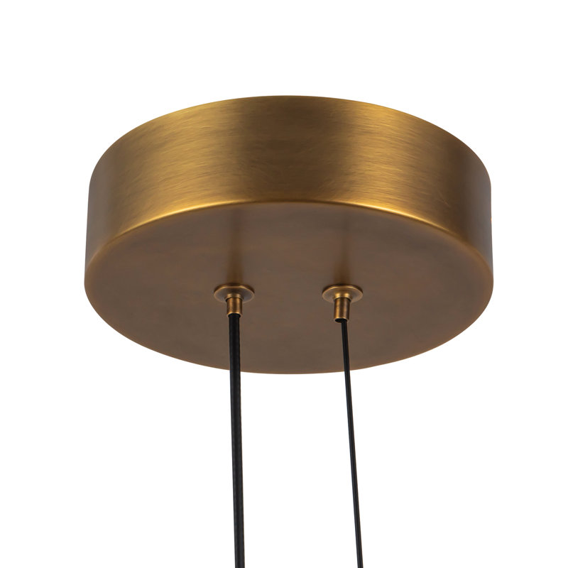Void 24-in Black dimmable LED Pendant, Antique Brass