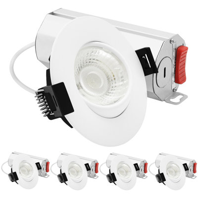 LUXRITE 3 In. Gimbal LED Recessed Light, 5CCT 2700K-5000K, 9 Watts, 750 Lumens, Adjustable 360º + 30º Swivel Spotlight, Dimmable CRI90 IC Rated 4 Pack