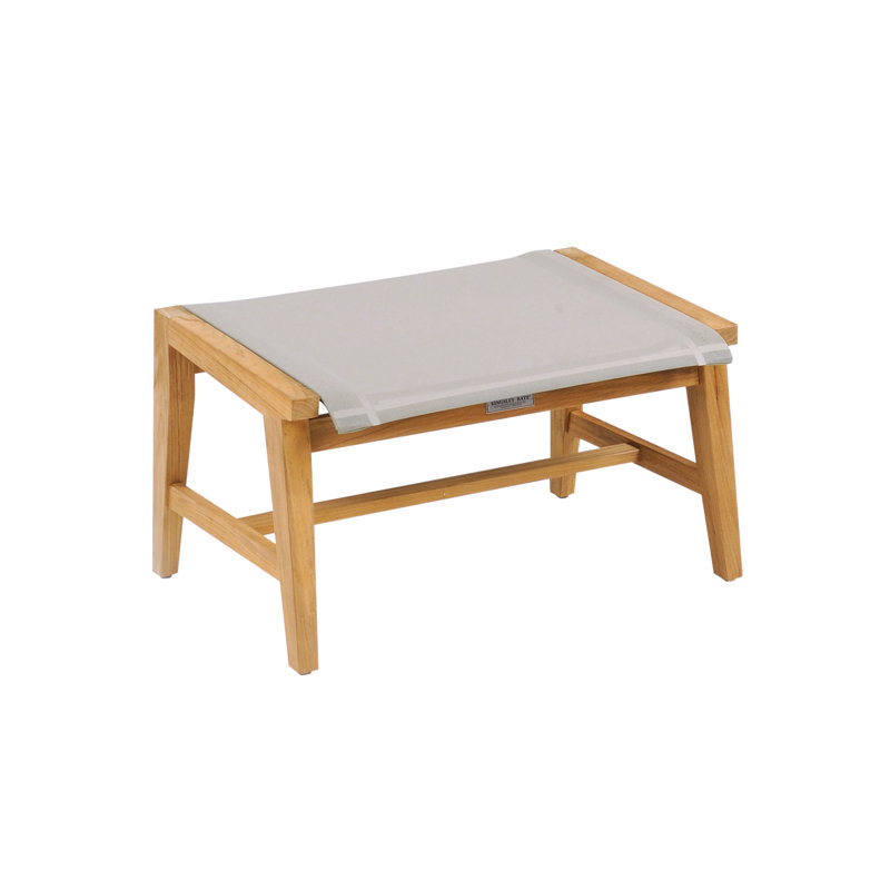 Marin Outdoor Teak Ottoman, Canvas Taupe Sunbrella® Canvas