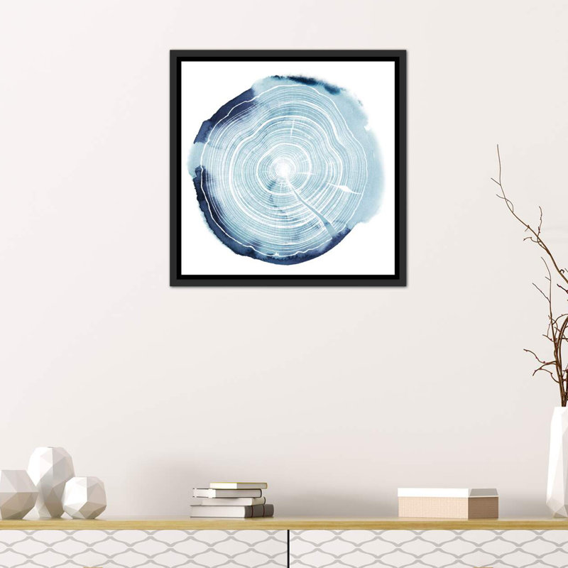 «Tree Ring Overlay III» par Grace Popp - reproduction de peinture encadrée, H 18 po x l 18 po x 1,5 po, Toile avec cadre noir