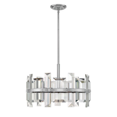 Odette Six-Light Convertible Drum Luxury Chandelier - Emerald Cut Crystal