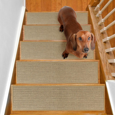 Stair Treads Non Slip For Wooden Steps Indoor 9" X 36" 15 Pack Extra Wide Stair Tread Carpet Stairs Runner, Step Pads With Reusable Adhesive For Dogs Kids Elders, Machine Washable, Beige
