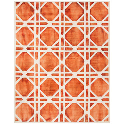 Whit Hand Tufted Wool Geometric Rug